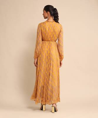 RITU KUMAR Yellow printed long dress 4