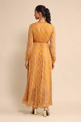 RITU KUMAR Yellow printed long dress