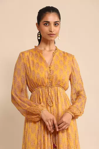 RITU KUMAR Yellow printed long dress