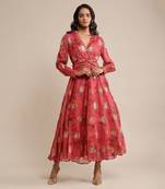 RITU KUMAR Coral floral print organza dress