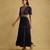 RITU KUMAR Navy blue embroidered viscose silk dress