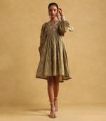 RITU KUMAR Green printed viscose dress