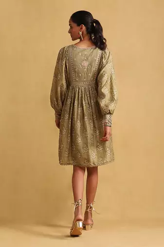 RITU KUMAR Green printed viscose dress