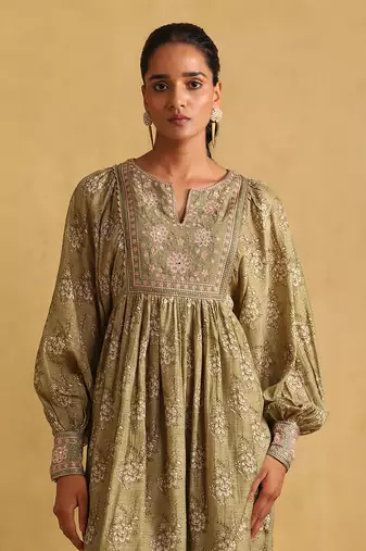 RITU KUMAR Green printed viscose dress