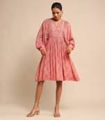 RITU KUMAR Pink printed viscose dress