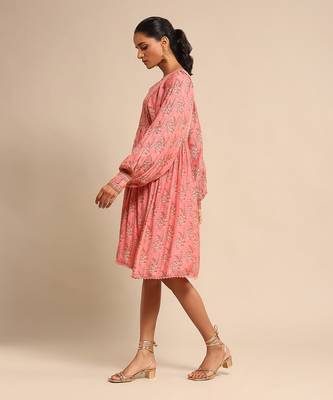 RITU KUMAR Pink printed viscose dress 2