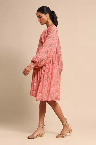 RITU KUMAR Pink printed viscose dress