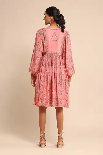 RITU KUMAR Pink printed viscose dress