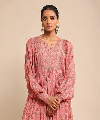 RITU KUMAR Pink printed viscose dress 5