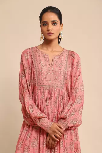 RITU KUMAR Pink printed viscose dress