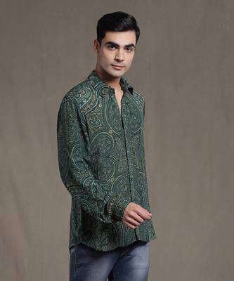 Green paisley print shirt by RITU KUMAR 3
