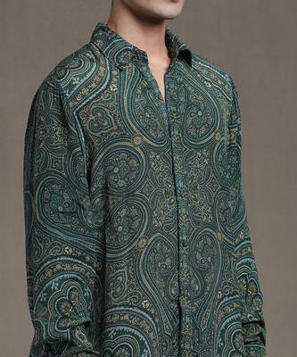 Green paisley print shirt by RITU KUMAR 5