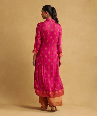 RITU KUMAR Pink & orange floral chinon kurta 4
