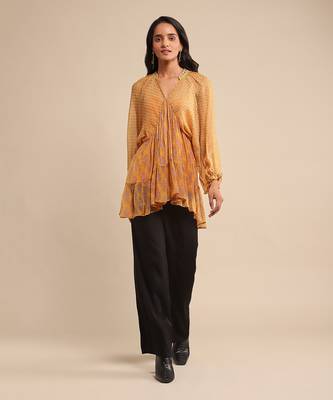 RITU KUMAR Yellow printed kurti 1