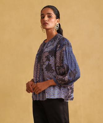 RITU KUMAR Blue micro print kurti 2