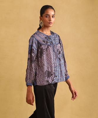 RITU KUMAR Blue micro print kurti 3