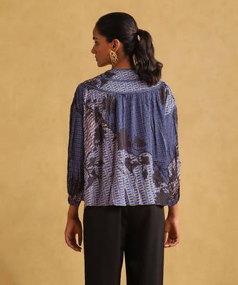 RITU KUMAR Blue micro print kurti 4