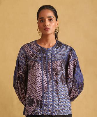 RITU KUMAR Blue micro print kurti 5
