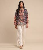 RITU KUMAR Navy floral print viscose silk kurti