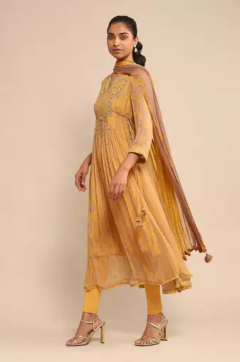 RITU KUMAR Yellow embroidered kurta set