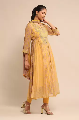 RITU KUMAR Yellow embroidered kurta set