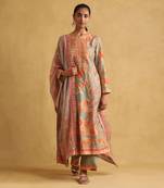 RITU KUMAR Green floral print chanderi kurta set