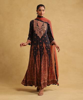 RITU KUMAR Black printed kurta set 1