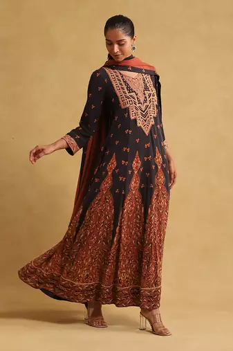 RITU KUMAR Black printed kurta set