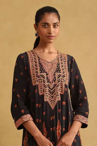 RITU KUMAR Black printed kurta set