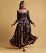 RITU KUMAR Black printed crepe anarkali kurta set