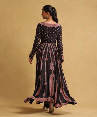 RITU KUMAR Black printed crepe anarkali kurta set 4