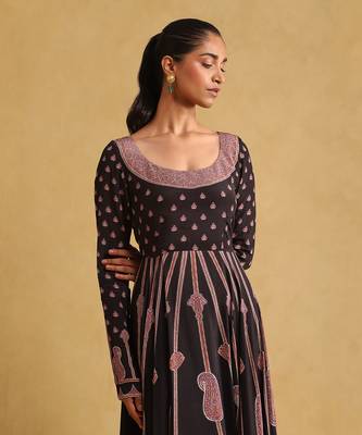 RITU KUMAR Black printed crepe anarkali kurta set 5