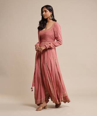 RITU KUMAR Pink printed crepe anarkali kurta set 2