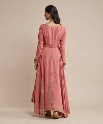 RITU KUMAR Pink printed crepe anarkali kurta set 4