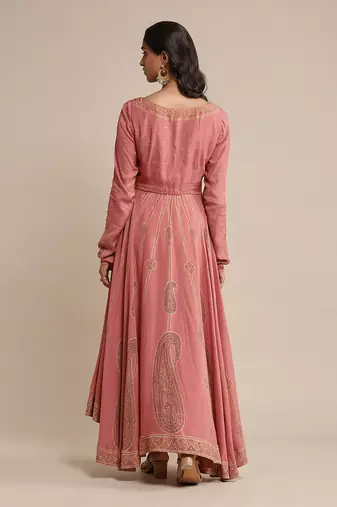 RITU KUMAR Pink printed crepe anarkali kurta set