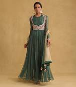 RITU KUMAR Green anarkali chiffon kurta set