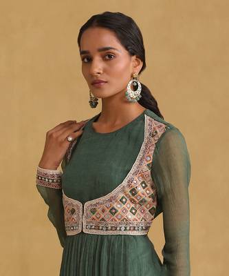 RITU KUMAR Green anarkali chiffon kurta set 5