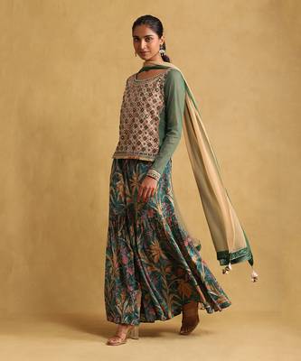 Multicolour Cotton-Blended Embroidered  Sharara Set 2