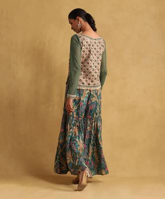 Multicolour Cotton-Blended Embroidered  Sharara Set 4