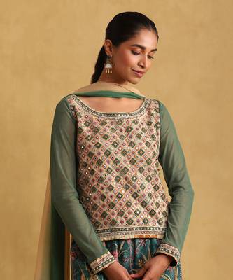 Multicolour Cotton-Blended Embroidered  Sharara Set 5