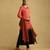 Rust ombre viscose silk kurta set