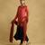 Rust ombre viscose silk kurta set