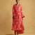 Coral floral print organza kurta set