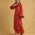 Coral floral print organza kurta set