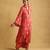 Coral floral print organza kurta set