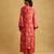 Coral floral print organza kurta set