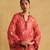 Coral floral print organza kurta set