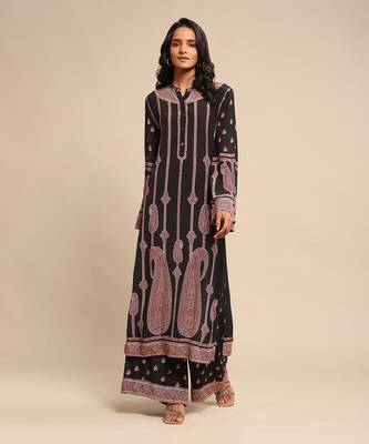 RITU KUMAR Black printed crepe kurta set 1
