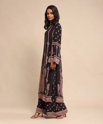 RITU KUMAR Black printed crepe kurta set 2