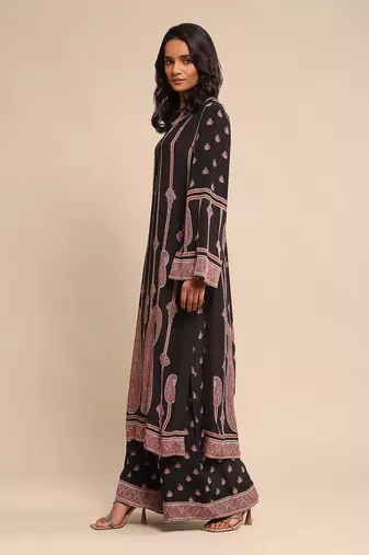 RITU KUMAR Black printed crepe kurta set